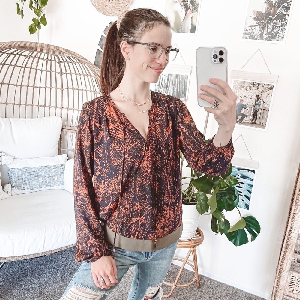 CAbi #101 Border Wrap Blouse In Python - Picture 2 of 5